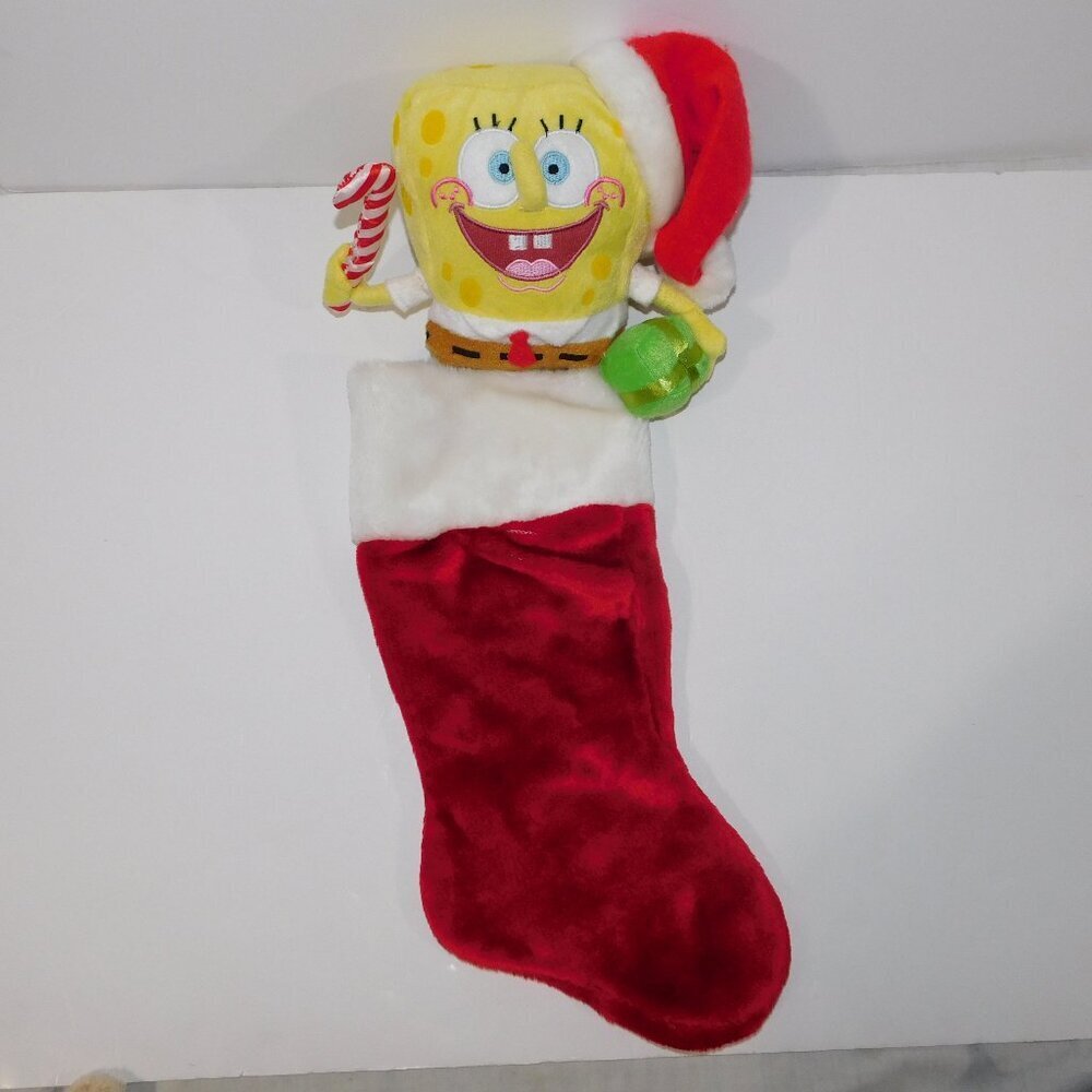 VTG Spongebob Squarepants Plush Christmas Stocking 2007 Viacom 22.5"